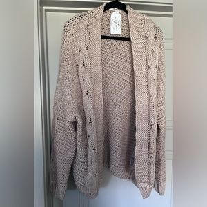 Rosie Daze Cozy Open Knit Sweater Cardigan Large